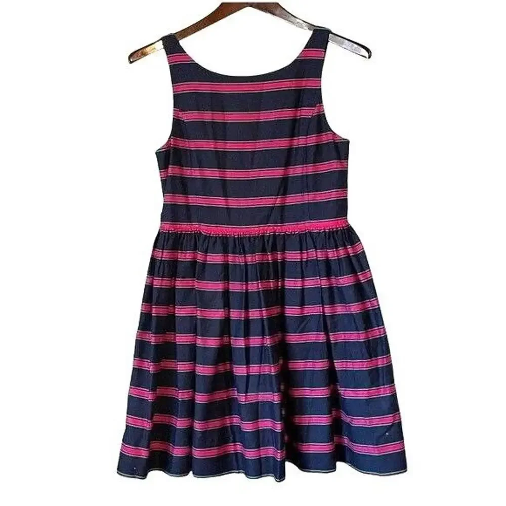 Ralph Lauren · 16 · Navy Blue Dress · Pink/Green Stripe · 100% Cotton